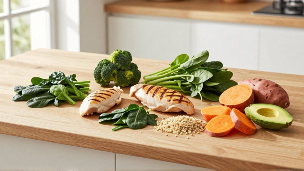 Ingredientes variados como pollo a la plancha